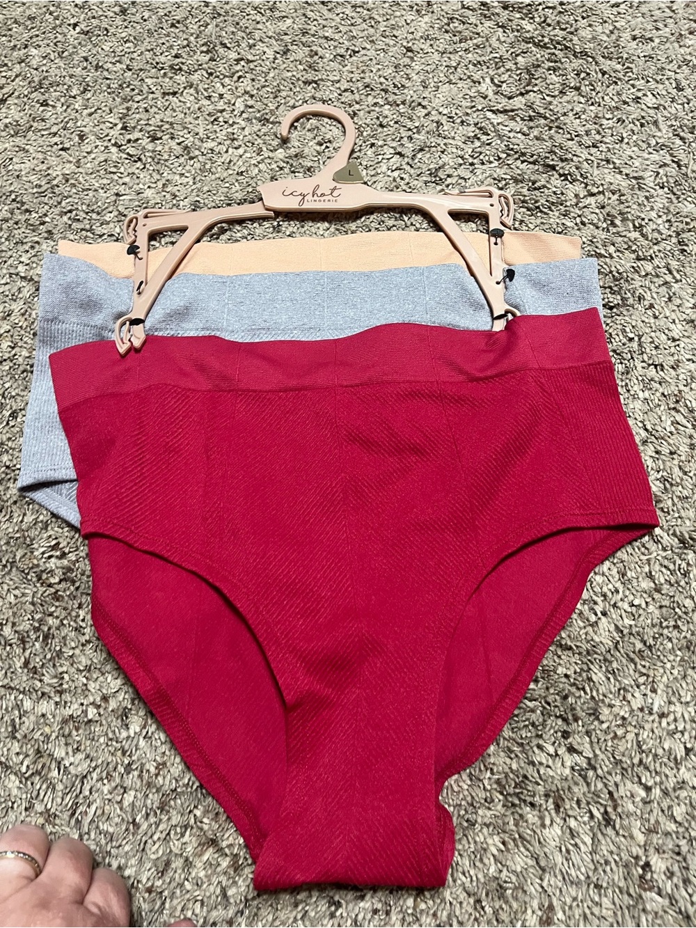 Icyhot Seamless High-Waist Briefs — Red, Gray, Cream (3-Pack)